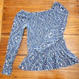 Retro floral ruched shirt